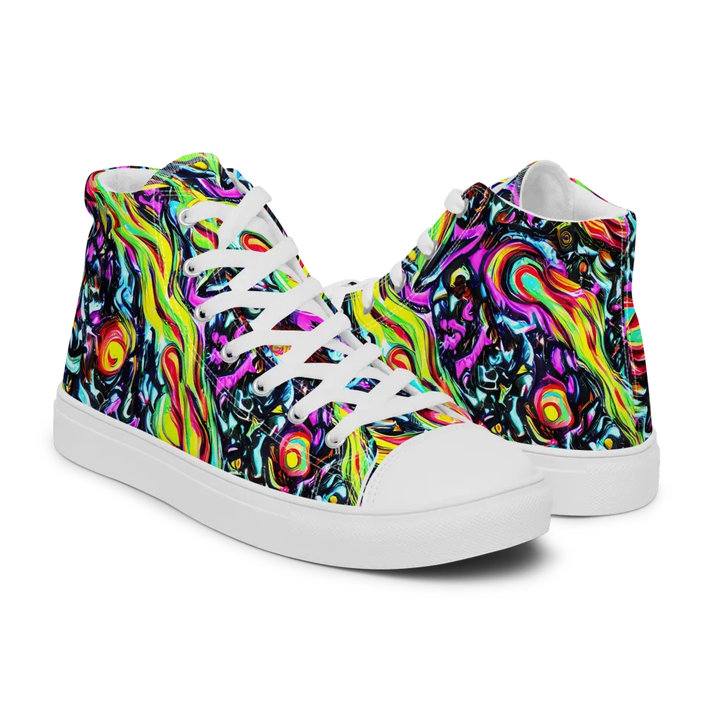 Prismatic Nightfall on Men's High Top Canvas Shoes — Right