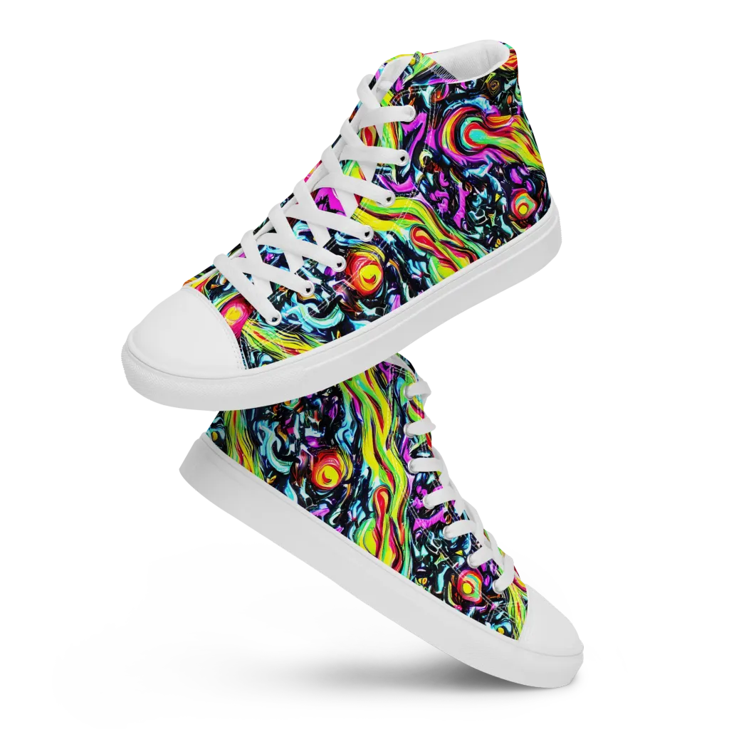 Prismatic Nightfall on Men's High Top Canvas Shoes — Front