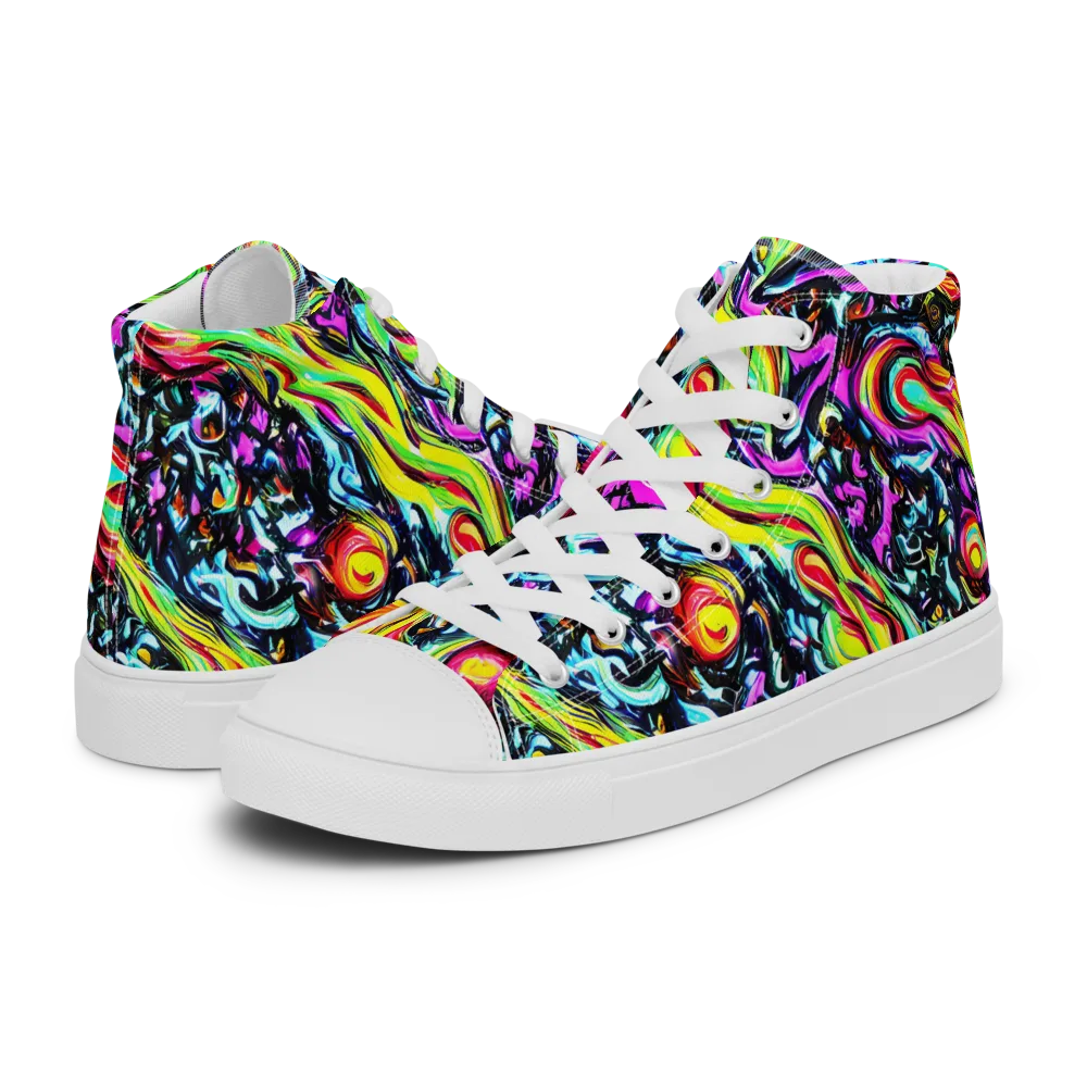 Prismatic Nightfall on Women's High Top Canvas Shoes — Left