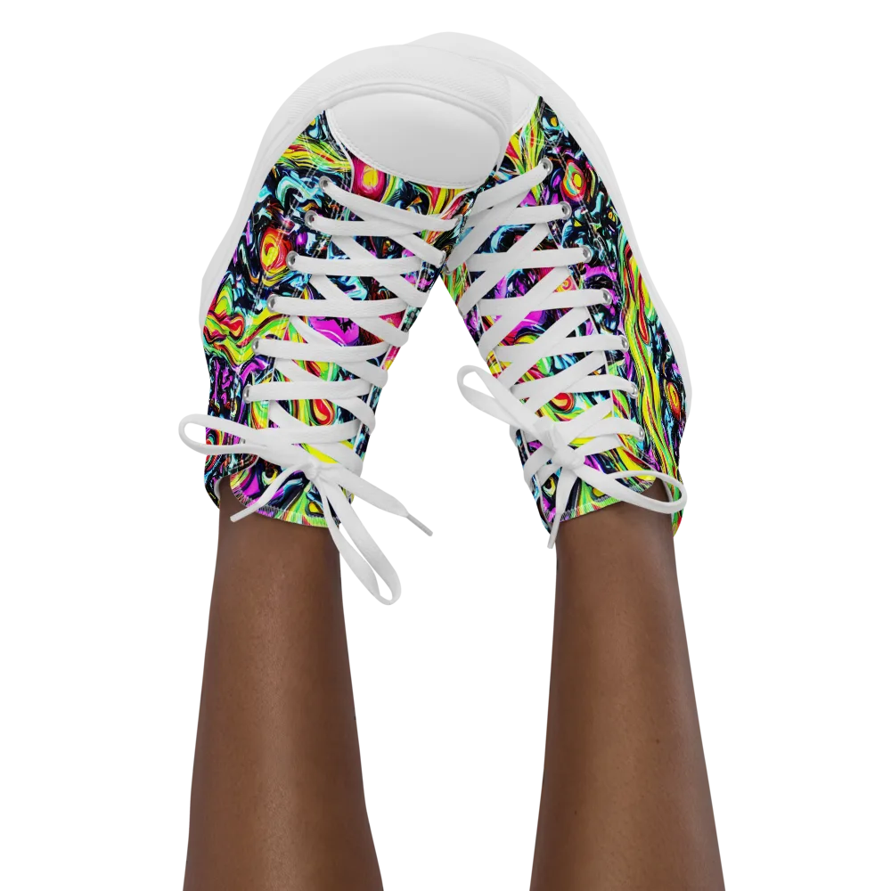 Prismatic Nightfall on Women's High Top Canvas Shoes — Front
