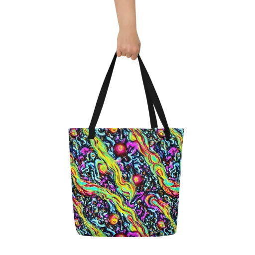 Prismatic Nightfall on a Large Tote Bag W/ Pocket