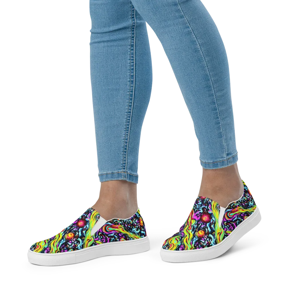 Prismatic Nightfall on Women's Slip-On Canvas Shoes — Front