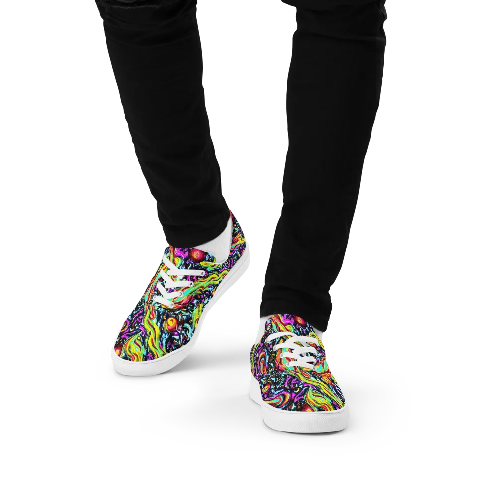 Prismatic Nightfall on Men's Lace-Up Canvas Shoes — Front