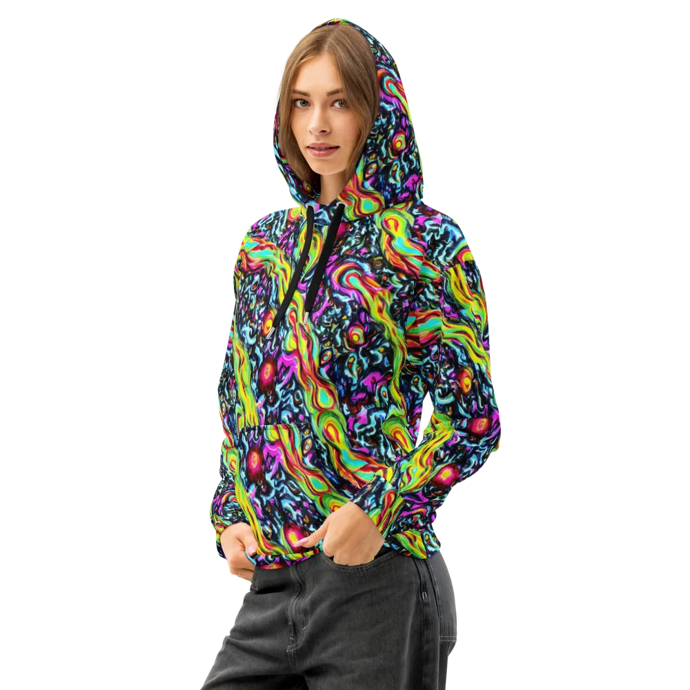 Prismatic Nightfall on Cotton Hoodie — Left Front