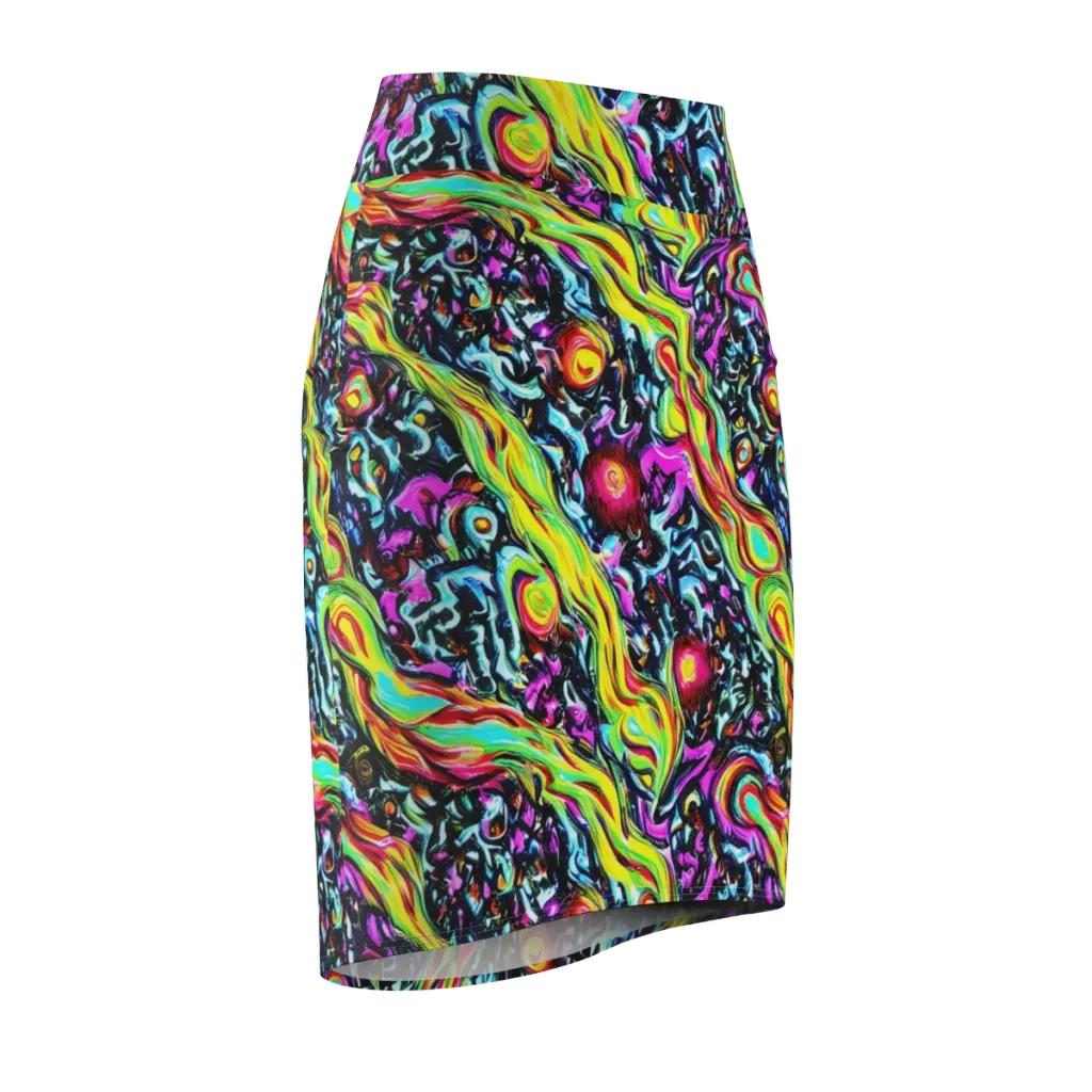 Prismatic Nightfall on Pencil Skirt — Front Side