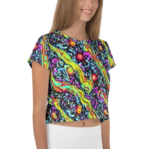 Prismatic Nightfall on a Crop Tee