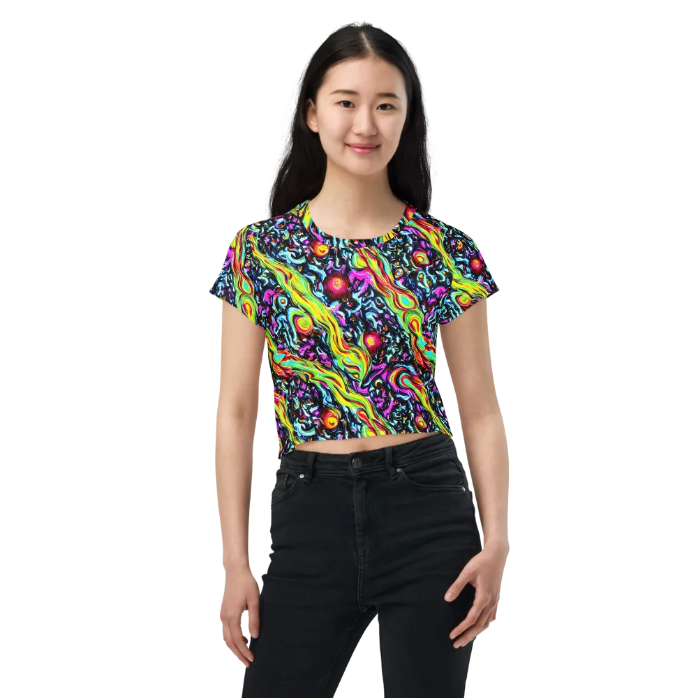 Prismatic Nightfall on Crop Tee — Front