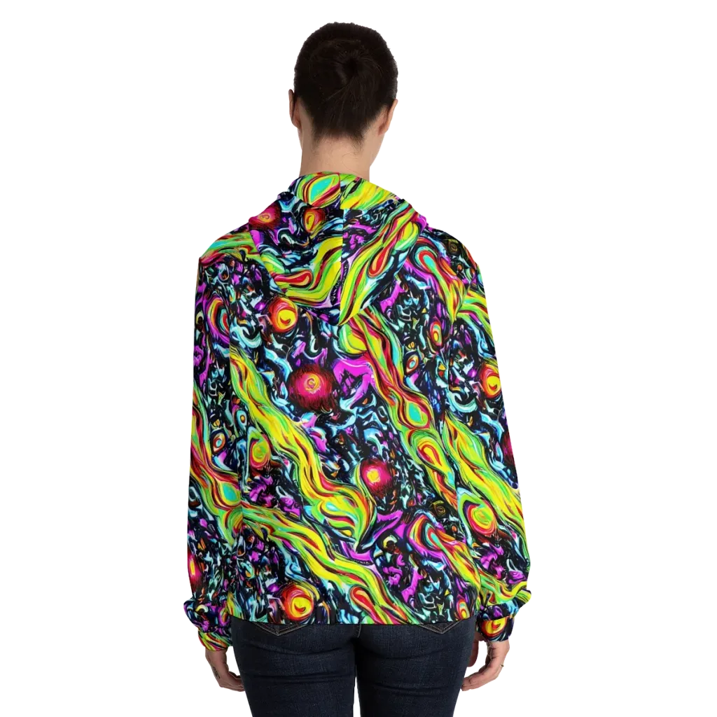 Prismatic Nightfall on Women's Full-Zip Hoodie — Back On Person