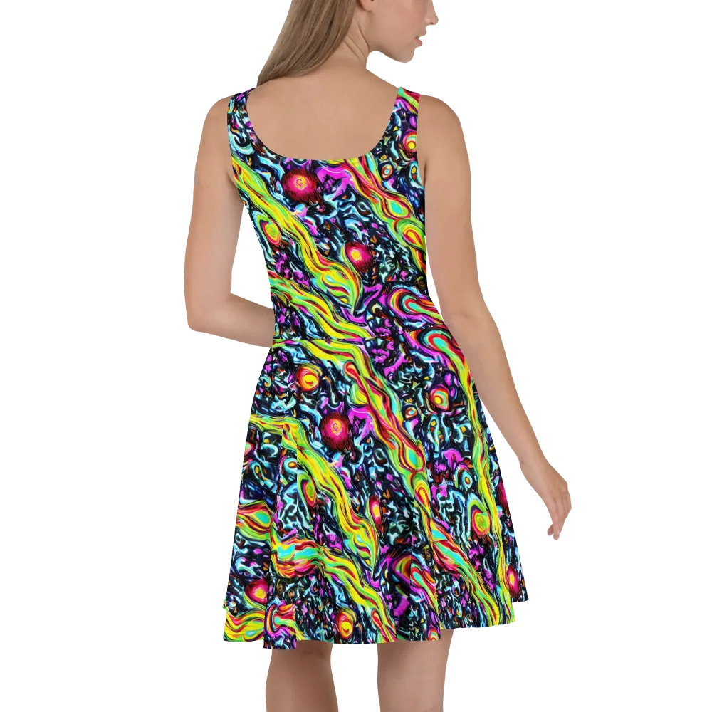 Prismatic Nightfall on Skater Dress — Back