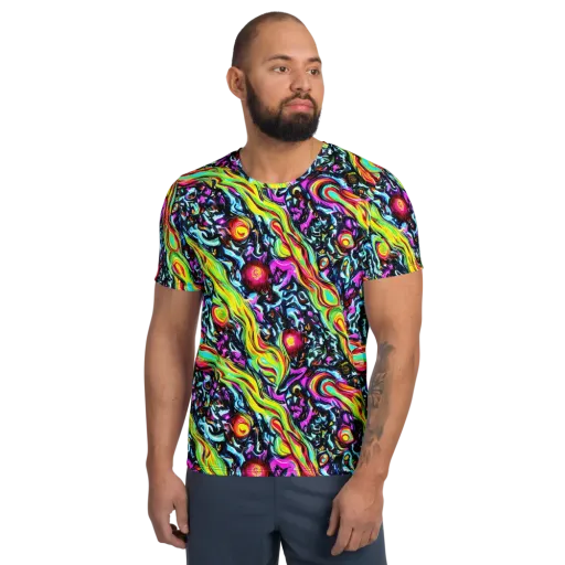 Prismatic Nightfall on a Men's Athletic T-Shirt