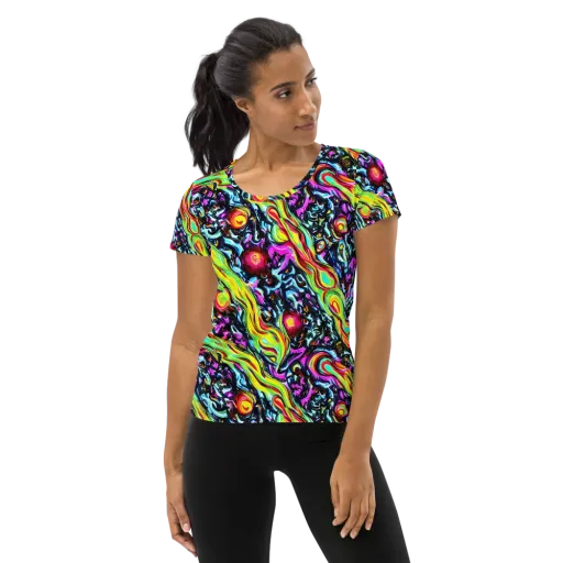 Prismatic Nightfall on a Women's Athletic T-Shirt