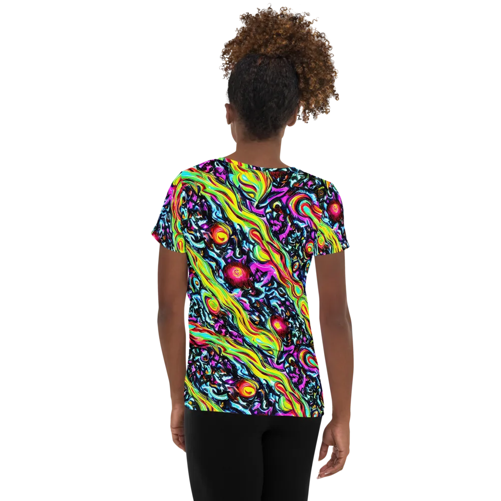 Prismatic Nightfall on Women's Athletic T-Shirt — Back