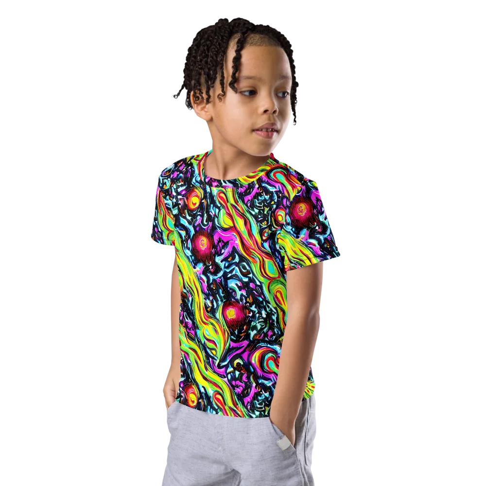 Prismatic Nightfall on Kids Crew Neck T-Shirt — Left Front