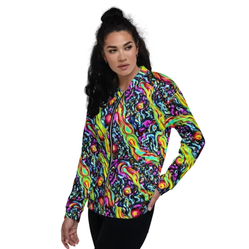 Prismatic Nightfall on a Bomber Jacket