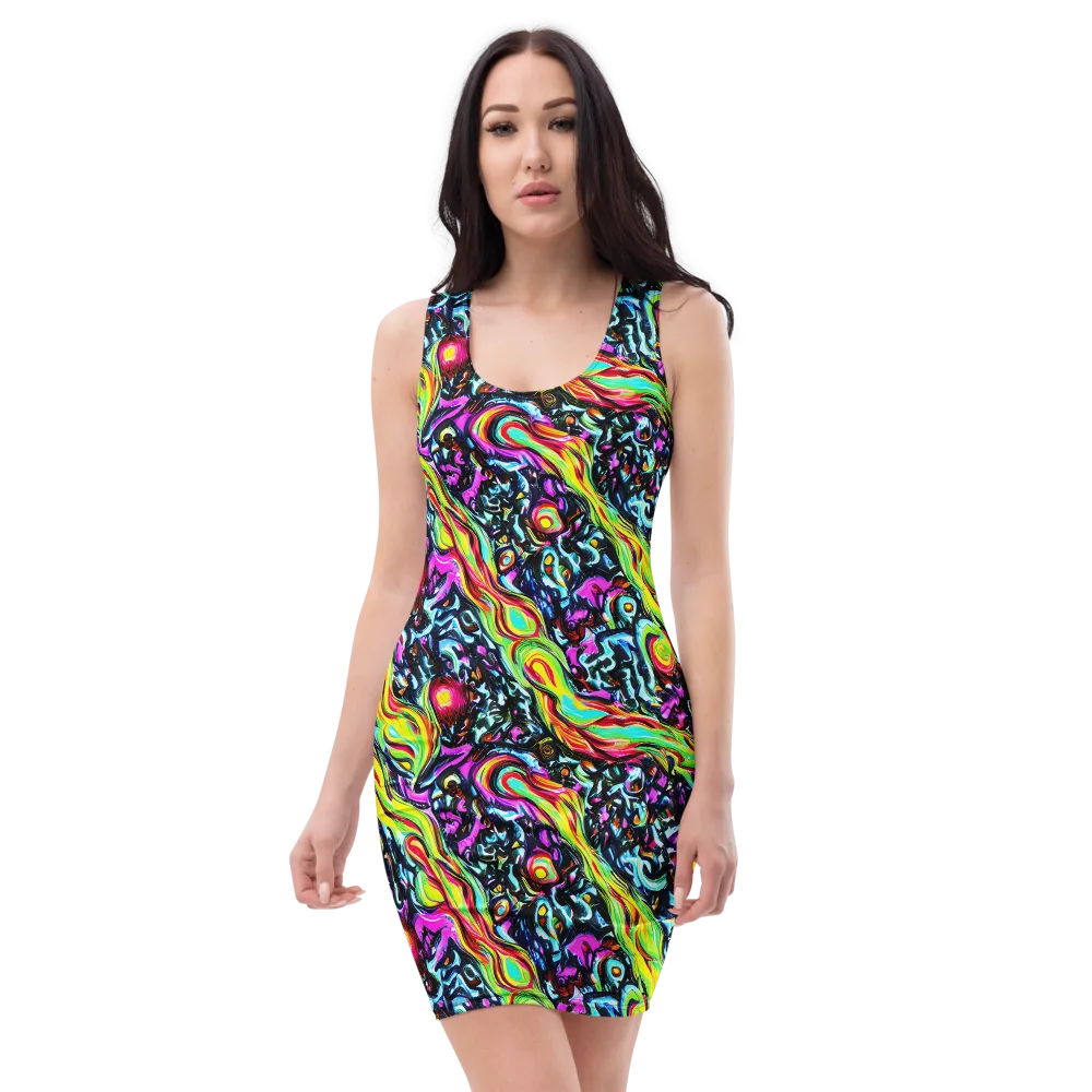 Prismatic Nightfall on Bodycon Dress — Front
