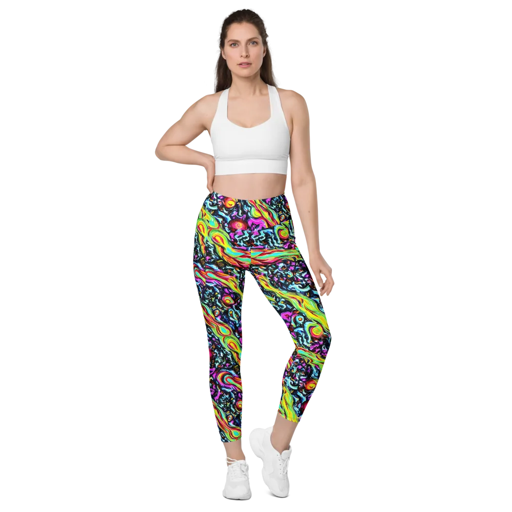 Prismatic Nightfall on Leggings with Pockets — Front