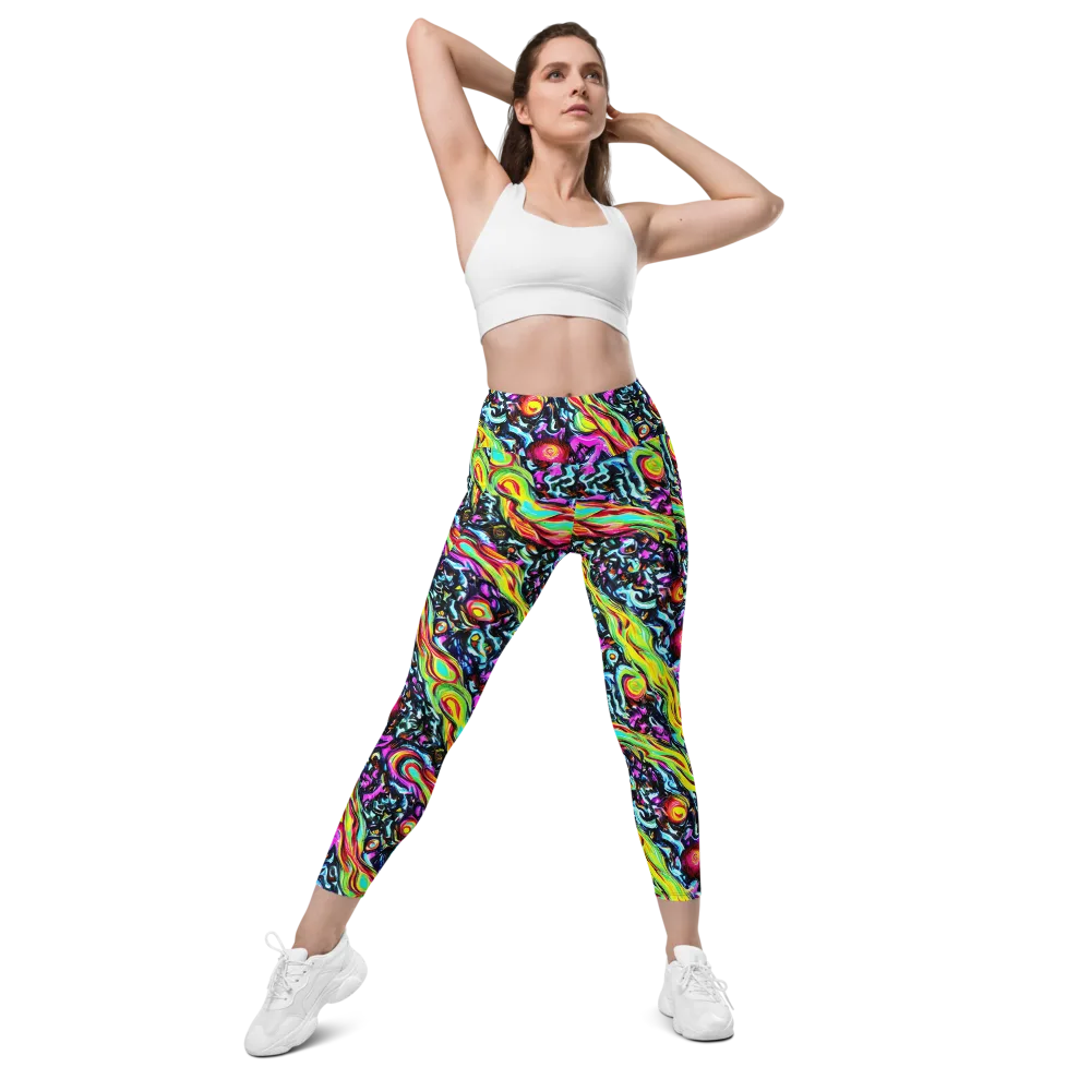 Prismatic Nightfall on Leggings with Pockets — Front