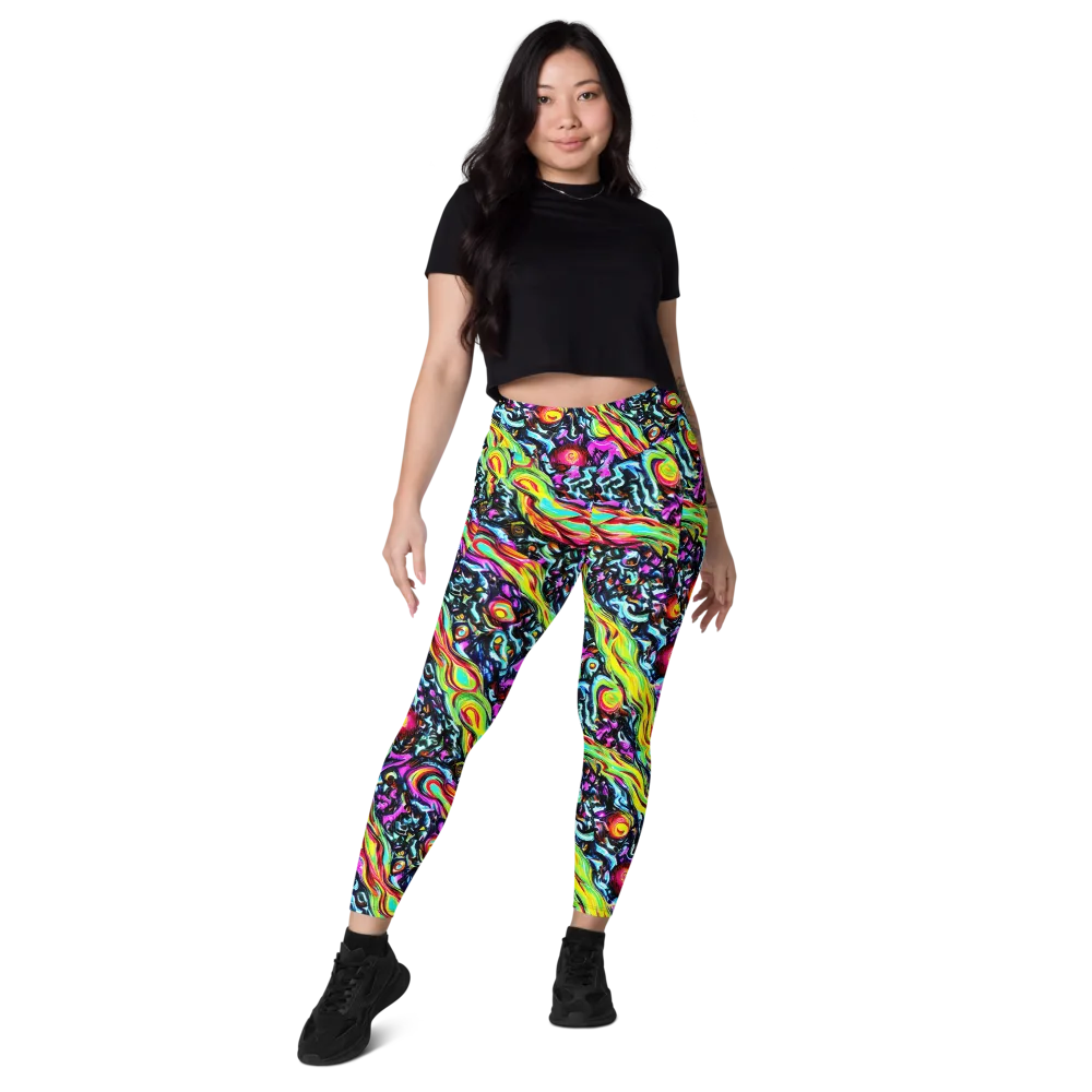Prismatic Nightfall on Leggings with Pockets — Front