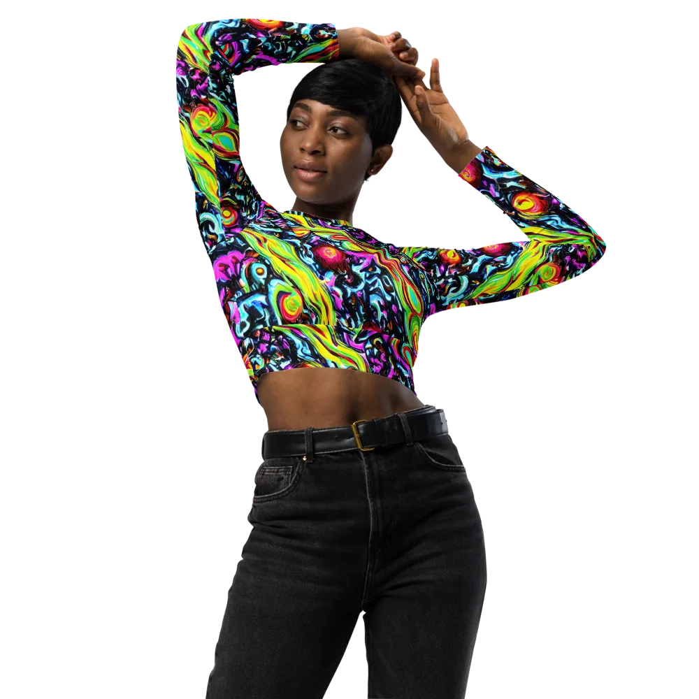 Prismatic Nightfall on Long Sleeve Crop Top — Front