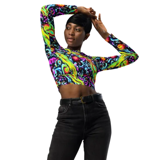 Prismatic Nightfall on a Long Sleeve Crop Top