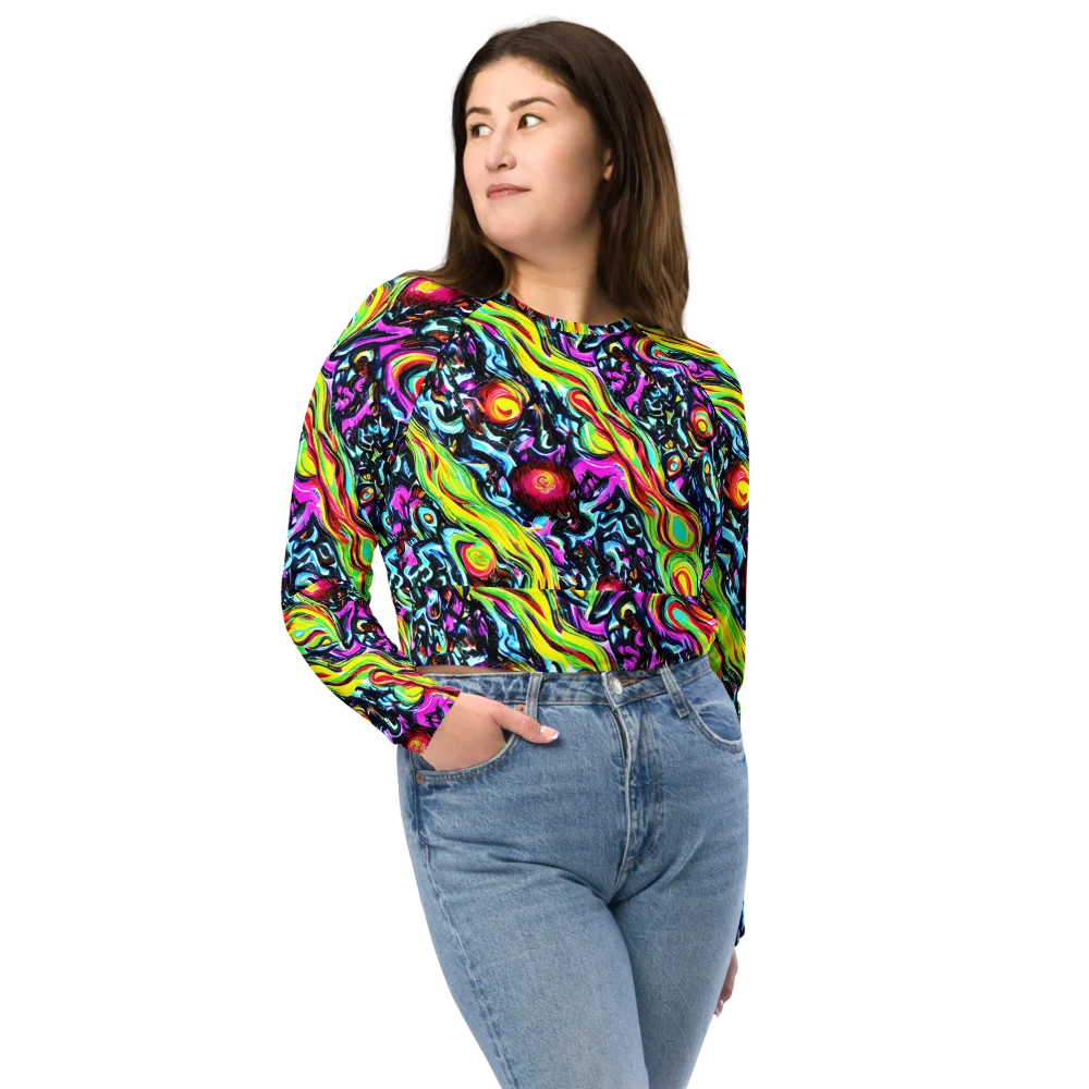 Prismatic Nightfall on Long Sleeve Crop Top — Front