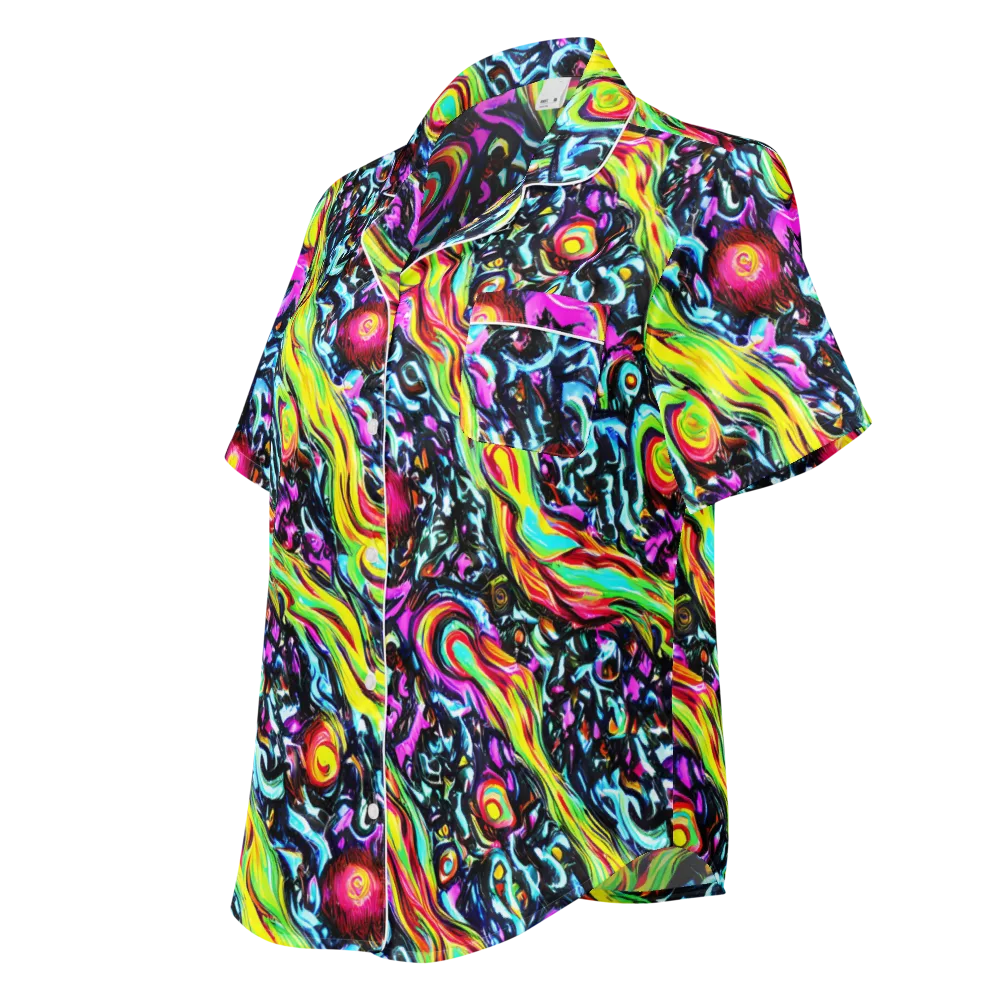 Prismatic Nightfall on Women's Short Sleeve Pajama Top — Left Front