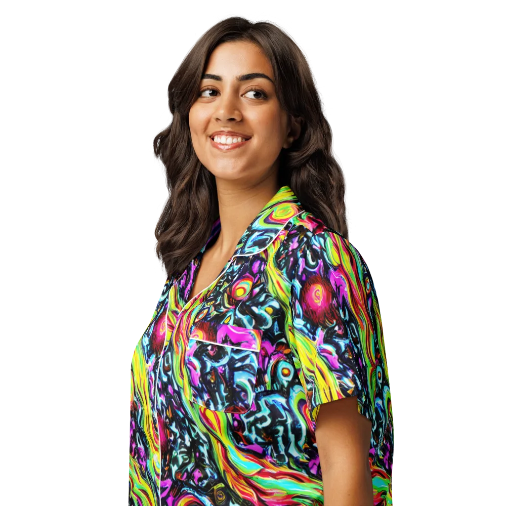 Prismatic Nightfall on Women's Short Sleeve Pajama Top — Left Front
