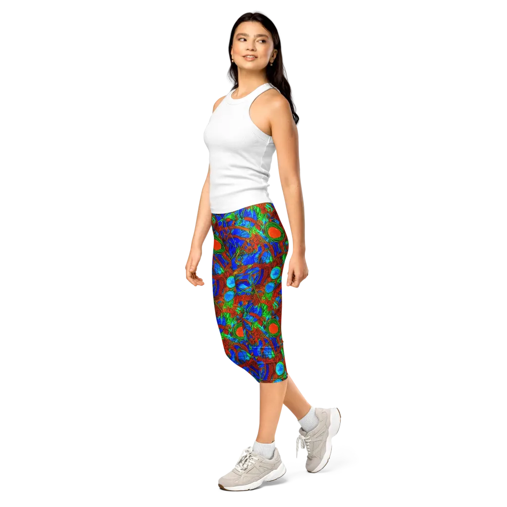 Neon Relic on Capri Leggings — Left Front