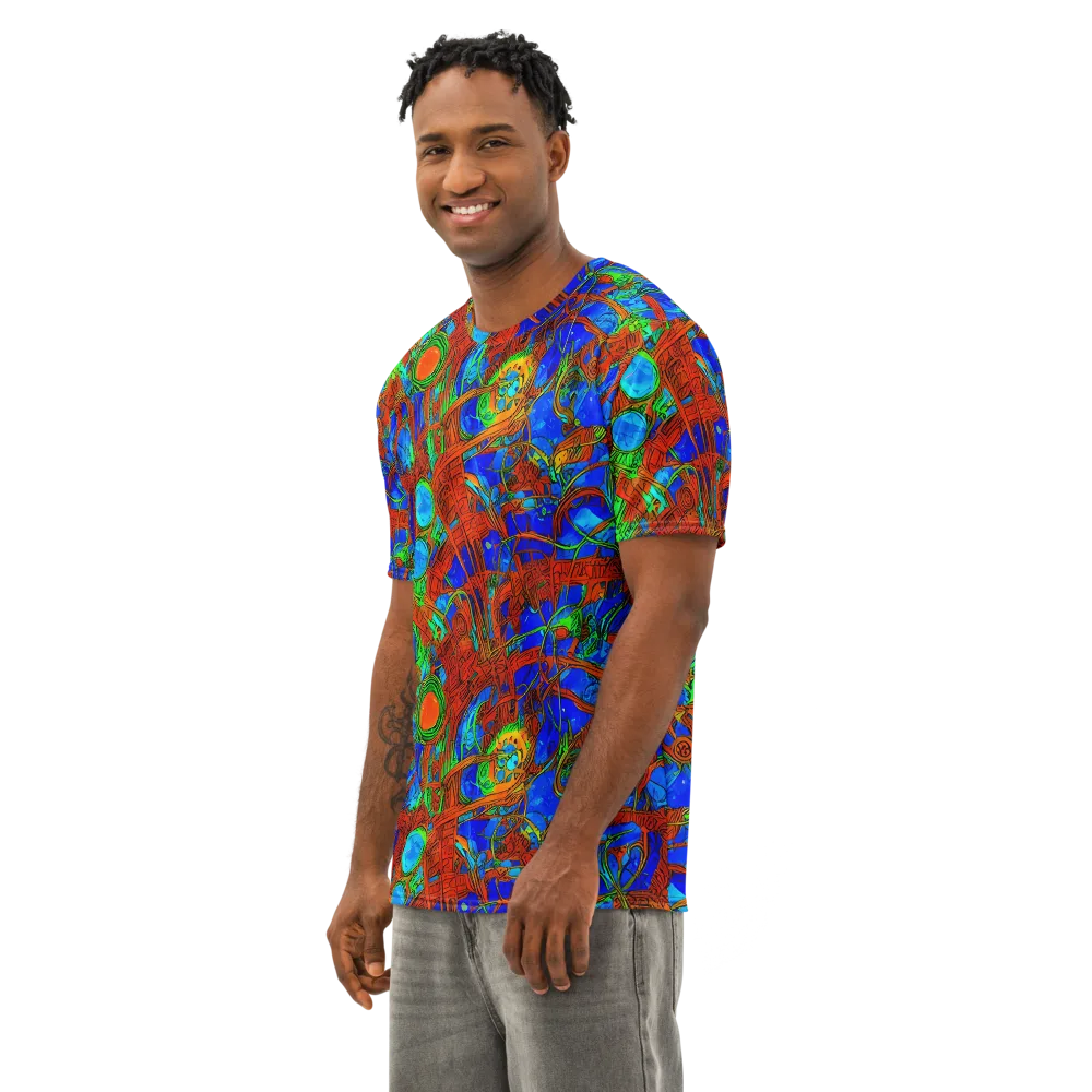 Neon Relic on Men's Cotton Crew Neck T-Shirt — Left Front