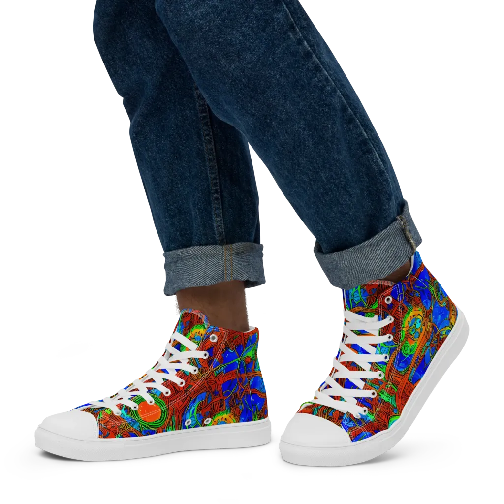 Neon Relic on Men's High Top Canvas Shoes — Left
