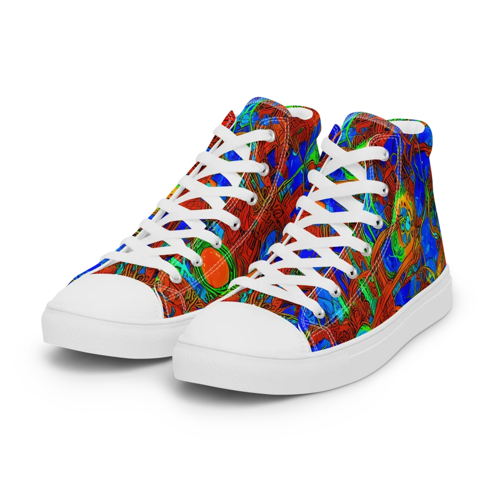 Neon Relic on Women's High Top Canvas Shoes — Left Front