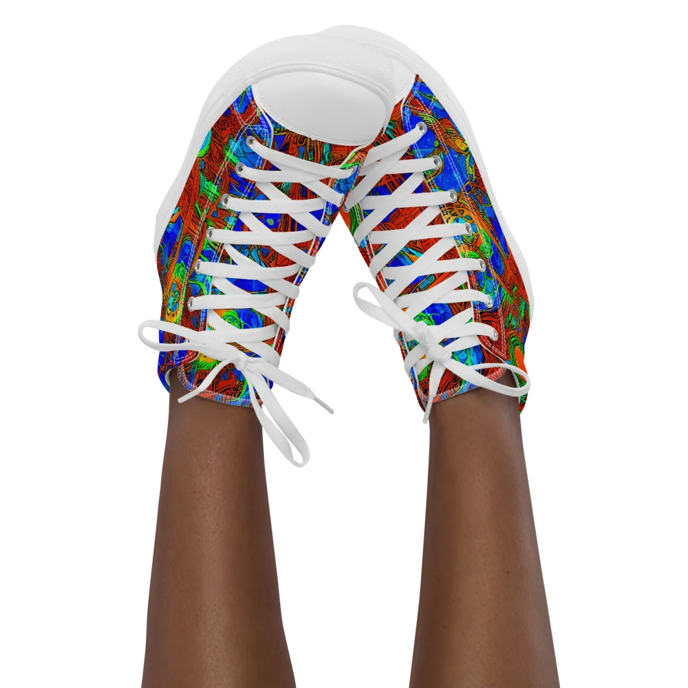 Neon Relic on Women's High Top Canvas Shoes — Front