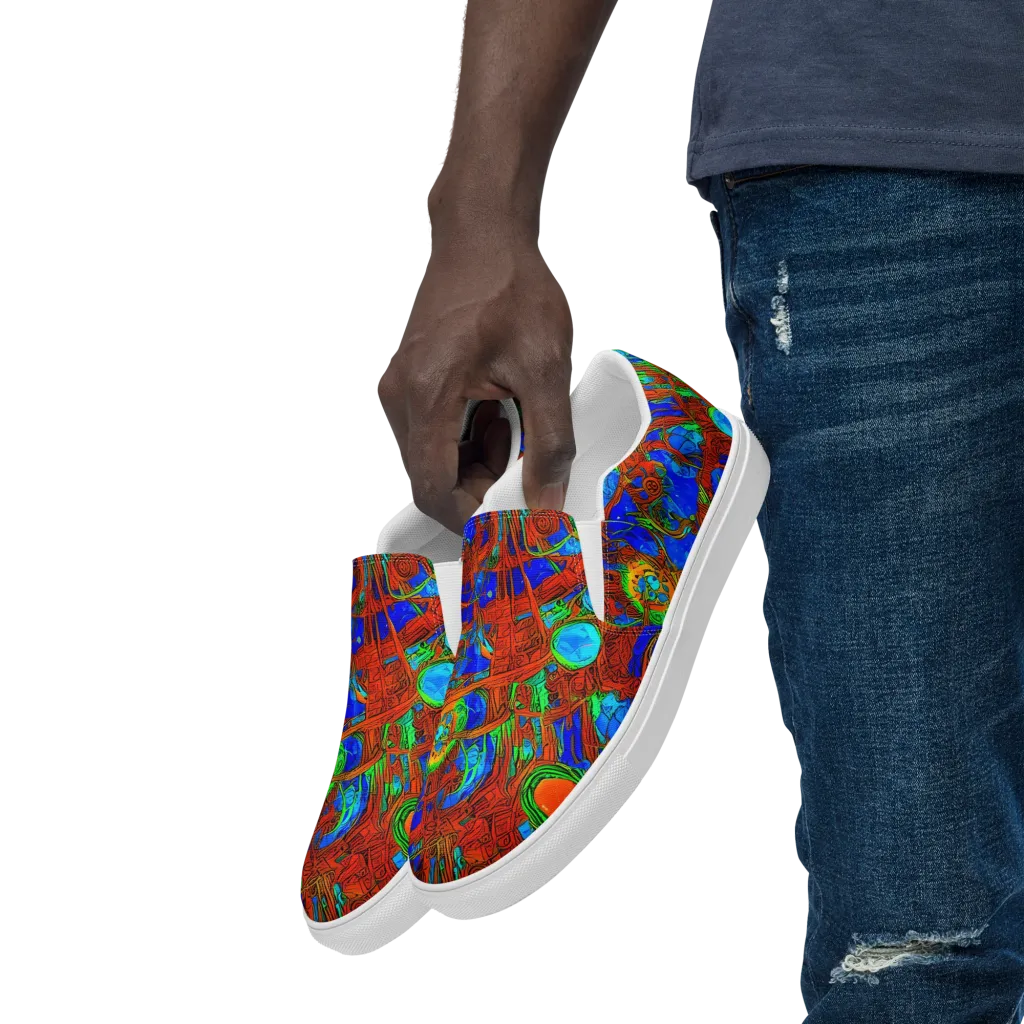 Neon Relic on Men's Slip-On Canvas Shoes — Left Front