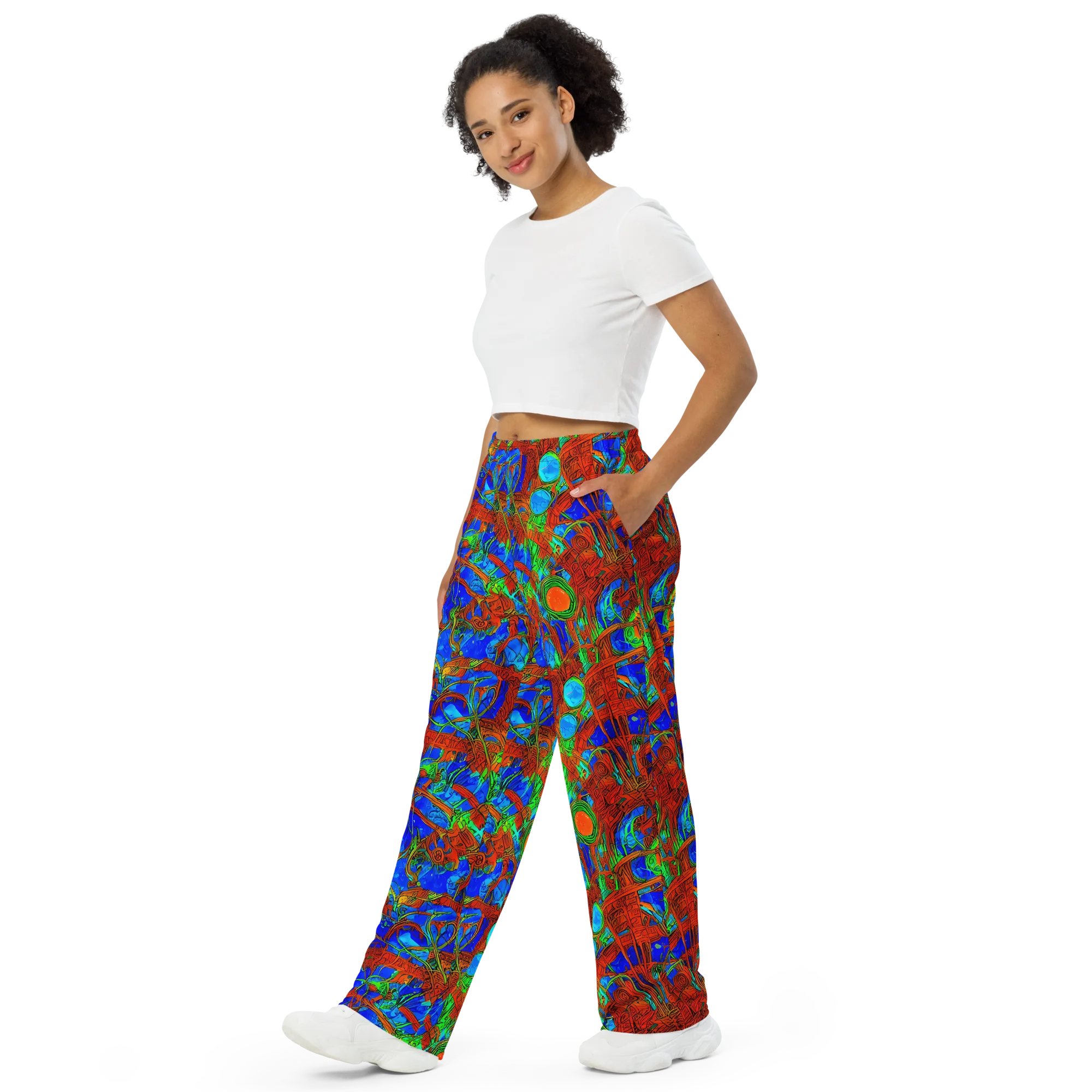Neon Relic on Wide-Leg Pants — Left Front