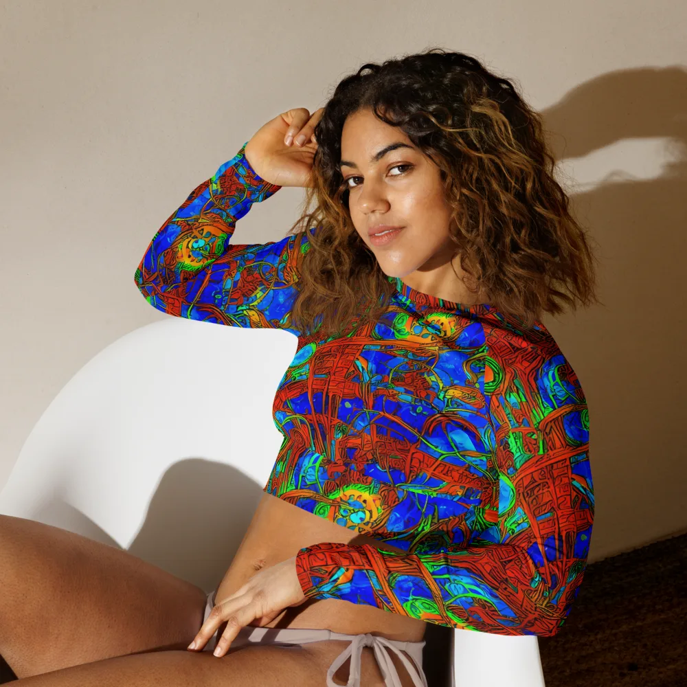 Neon Relic on Long Sleeve Crop Top — Left Front