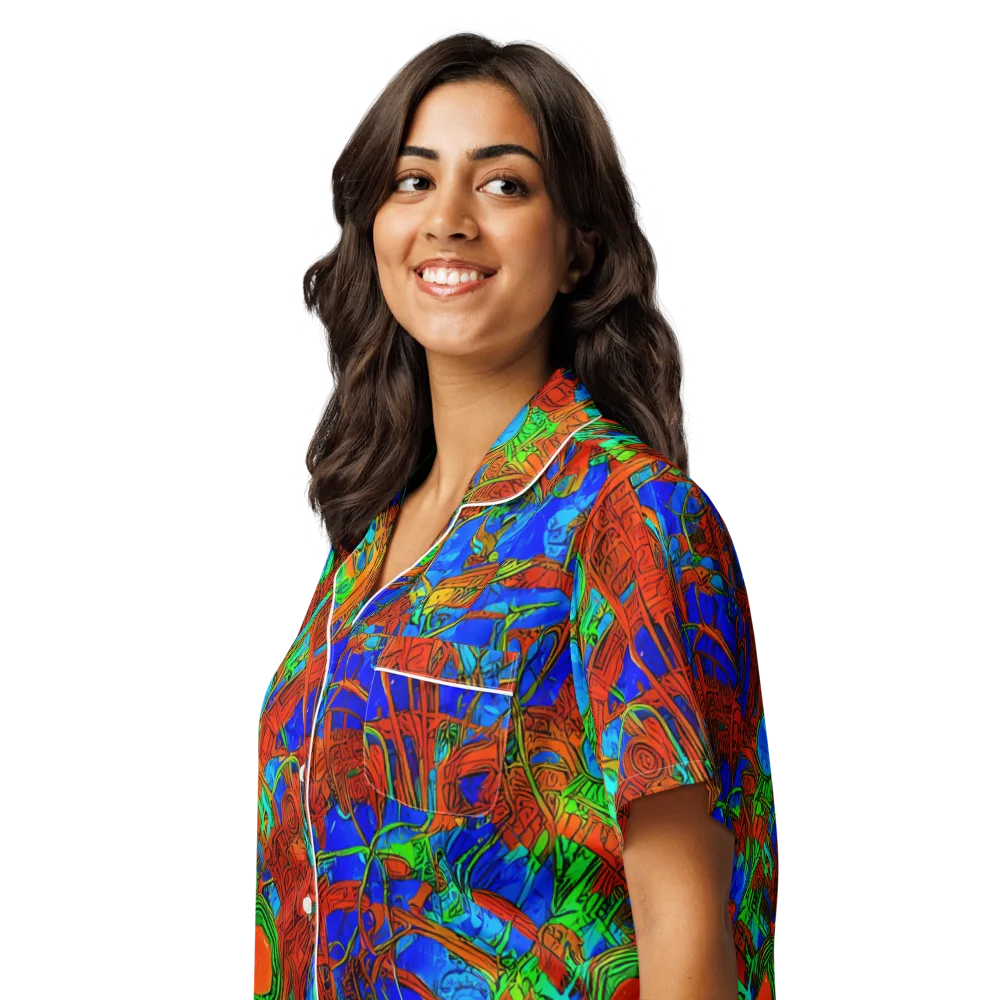 Neon Relic on Women's Short Sleeve Pajama Top — Left Front