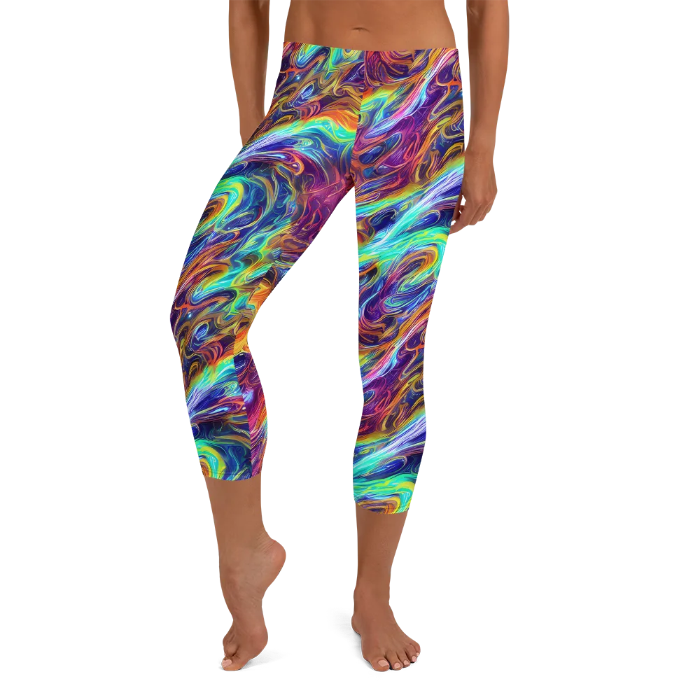 Neon Maelstrom on Capri Leggings — Front