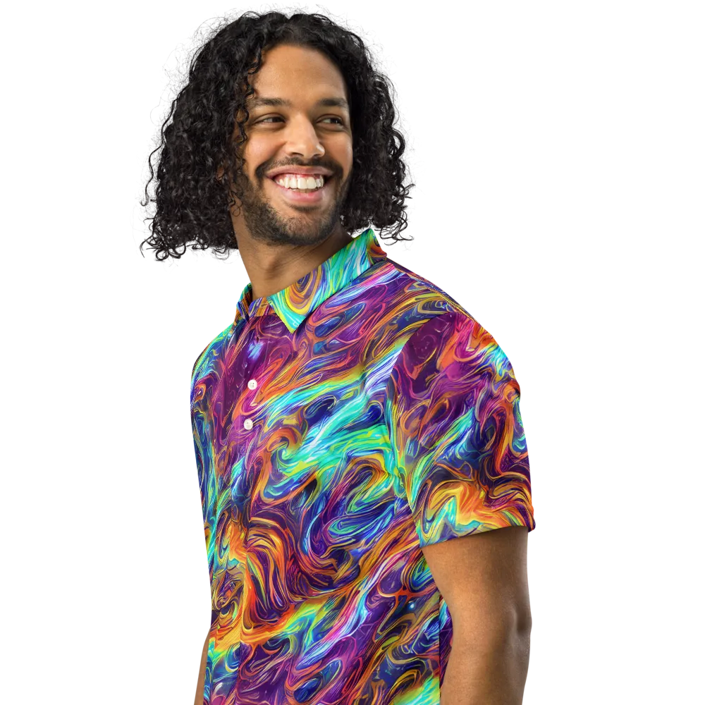 Neon Maelstrom on Men's Slim Fit Polo Shirt — Left Front