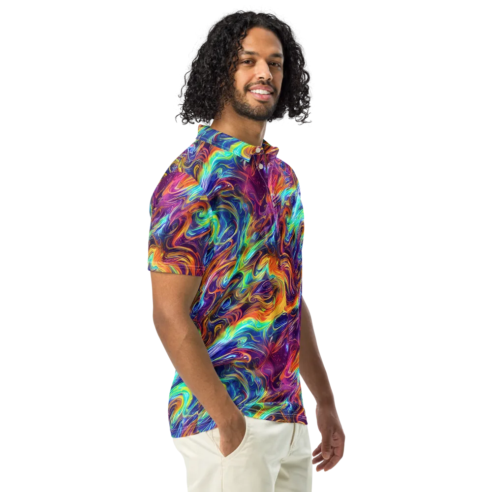 Neon Maelstrom on Men's Slim Fit Polo Shirt — Right Front