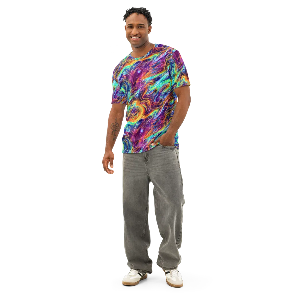 Neon Maelstrom on Men's Cotton Crew Neck T-Shirt — Front