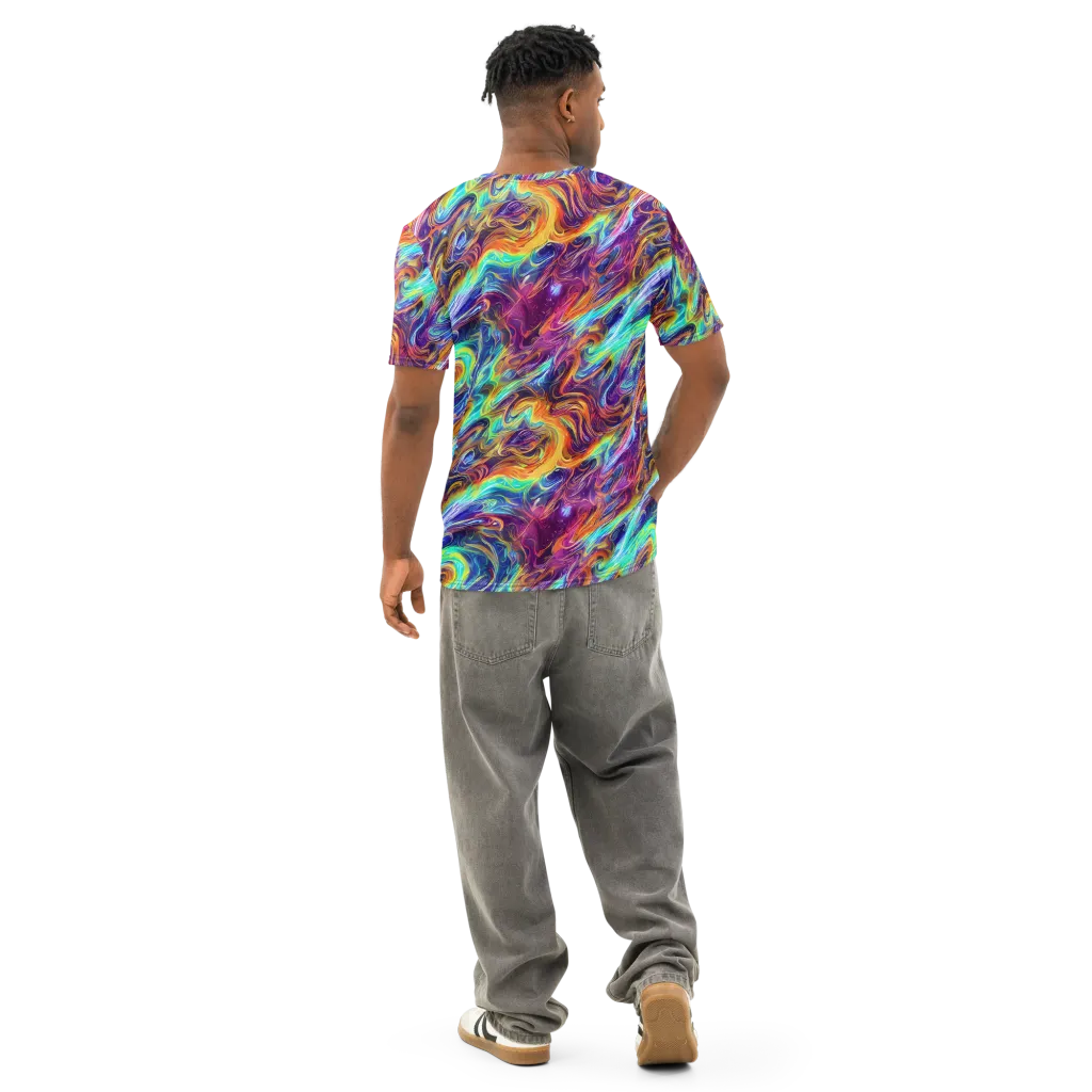 Neon Maelstrom on Men's Cotton Crew Neck T-Shirt — Back