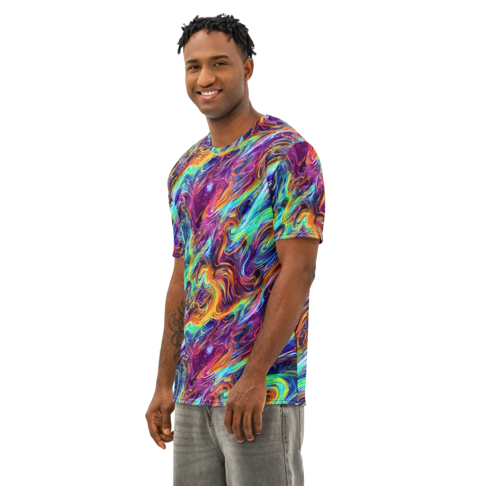 Neon Maelstrom on Men's Cotton Crew Neck T-Shirt — Left Front