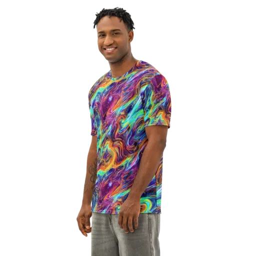Neon Maelstrom on a Men's Cotton Crew Neck T-Shirt