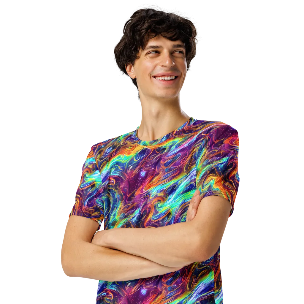 Neon Maelstrom on Men's Crew Neck T-Shirt — Left Front