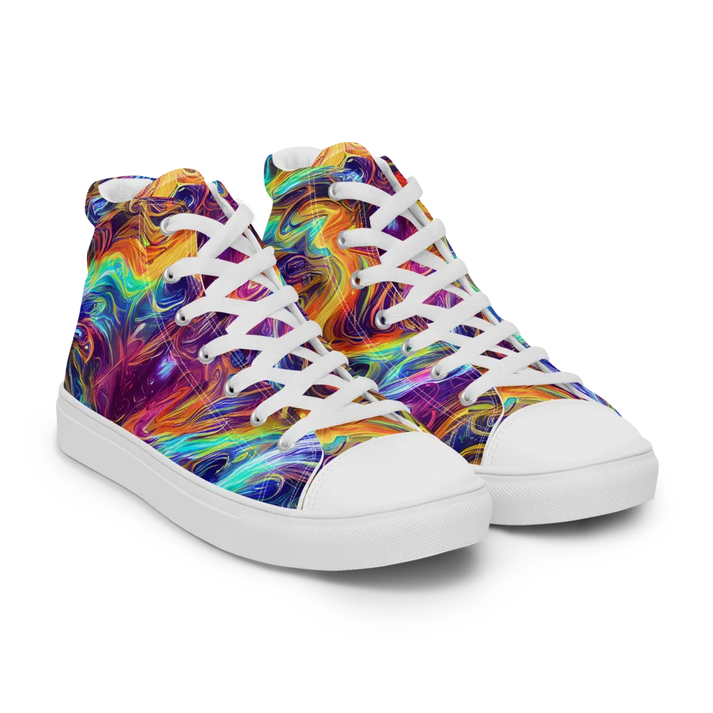 Neon Maelstrom on Men's High Top Canvas Shoes — Right Front