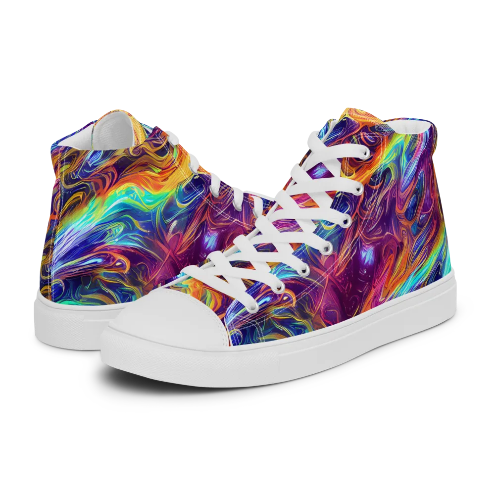 Neon Maelstrom on Men's High Top Canvas Shoes — Left
