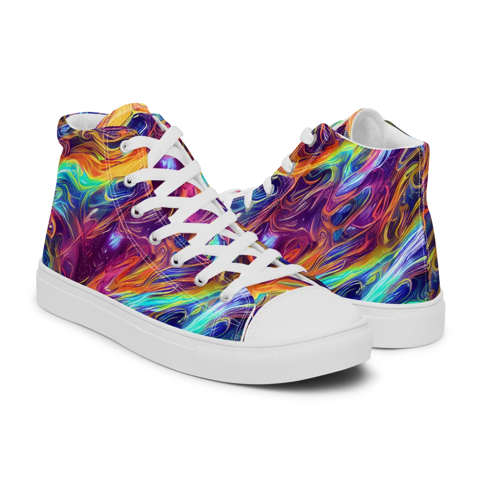 Neon Maelstrom on Men's High Top Canvas Shoes — Right