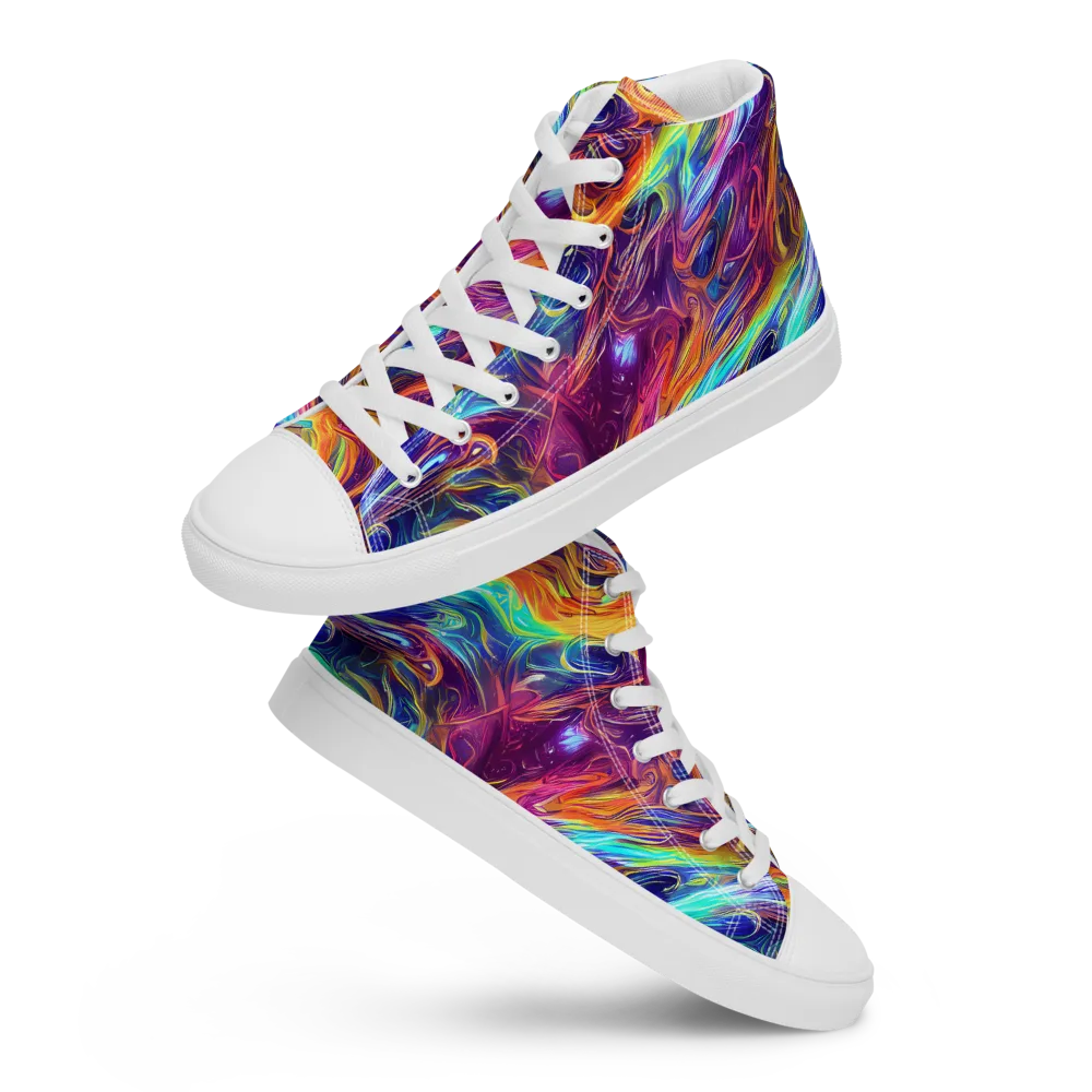 Neon Maelstrom on Men's High Top Canvas Shoes — Front