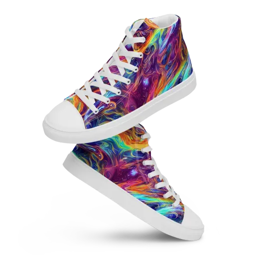 Neon Maelstrom on a Men's High Top Canvas Shoes