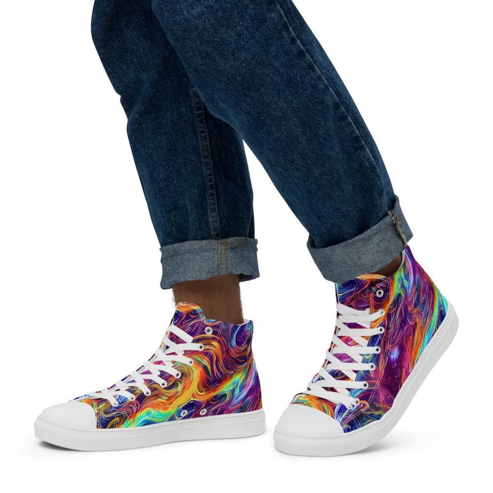 Neon Maelstrom on Men's High Top Canvas Shoes — Left